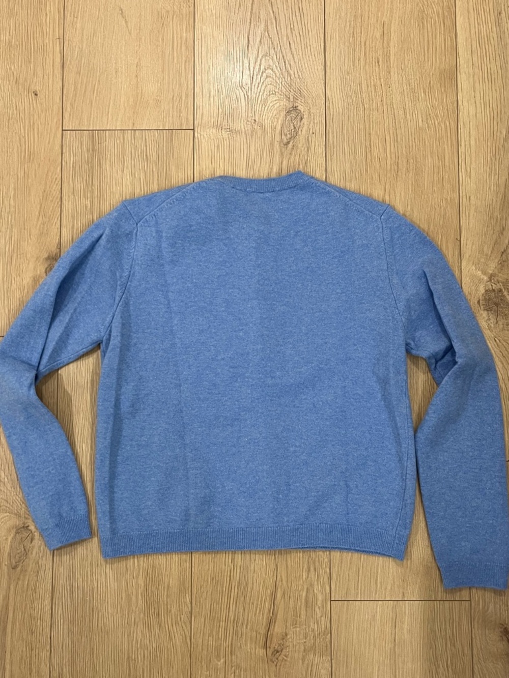 Marl sky blue cardigan in pure Merino wool - Picture 3 of 3